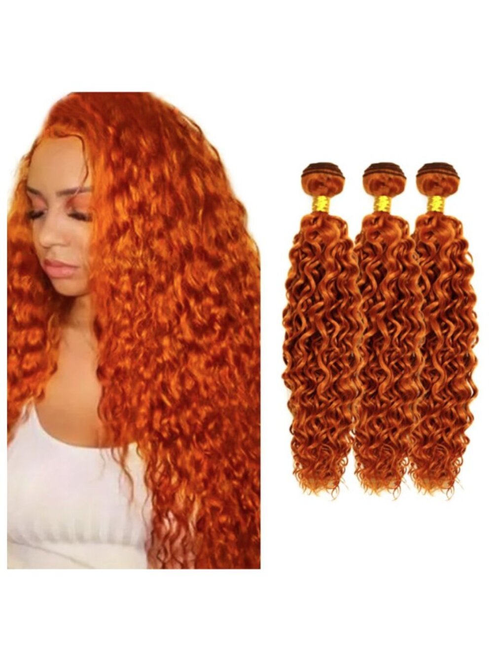 Ginger Orange Human Hair Bundles, 300g Brazilian Unprocessed Virgin Human Hair